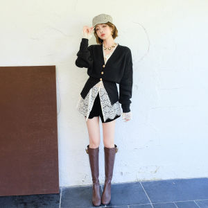 MIUCO | Bộ Đồ Áo Len Cardigan Ren Quần Lót Ren
