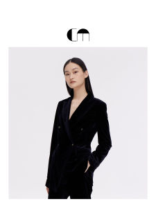 Elegant Simple Velvet Suit Black