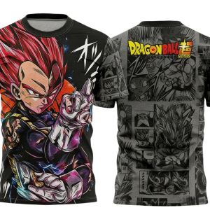 Bandai | Summer 2026 Dragon Ball Vegeta "Super Saiya God" Comic Themed 3D Print Breathable Quick Drying T-shirt Adult Parent Top
