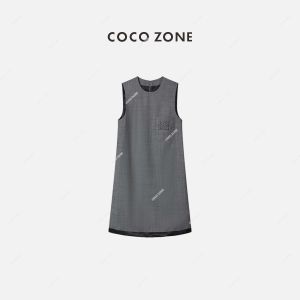 Coco Zone Casual Letter Sleeveless Straight Tube Vest Dress Womens Simple Stylish Spring Fashion Street Style Midi Dress