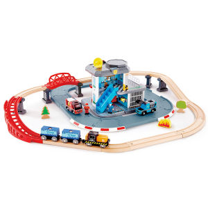 Hape | Educational Wooden Train Set with Rescue Station