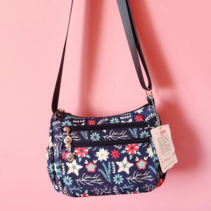 New 2024 Floral Cotton Nylon Shoulder Bag Womens Crossbody Bag Korean Style Fashionable Mom Bag Soft Dumpling Shape Bag