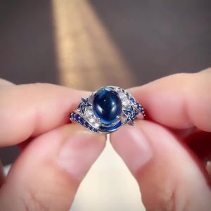 Huitan Women Elegant Cross Design Ring Silver Color Party Fashion Accessories Inlaid Shiny Blue CZ Wedding Charming Lady Jewelry