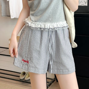 LANMENGYA | Embroidery Striped Slimming A-line Shorts
