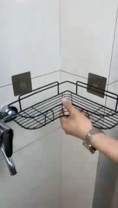 Kệ Góc Khung Sắt Treo Dán Tường Nhà Tắm Phòng Bếp Siêu Chắc Kèm 2 Miếng Dán Đơn