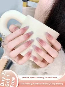 MONLEYTA | 2025 New Cat Eye Nail Tips Wearable False Nails Autumn Winter Design Finished Product Medium Length Premium Feeling Nail Patches