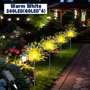 4/6PCS Solar Garden Fireworks Lights Waterproof Outdoor LED Solar Courtyard Atmosphere Lights 8 Modes for Yards Christmas Decor