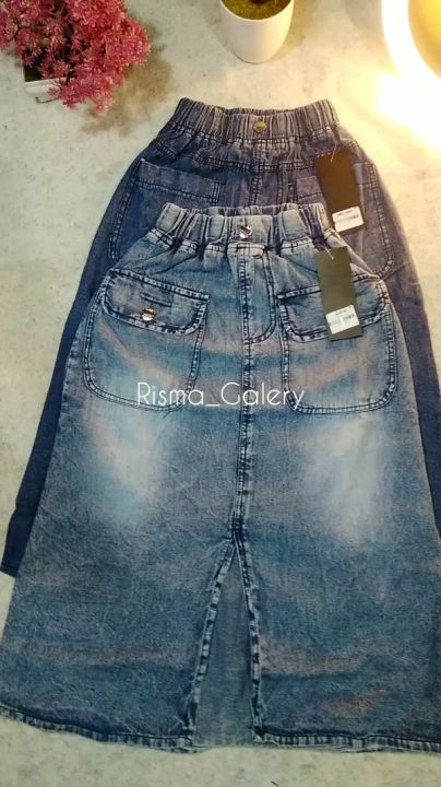 Nevada Cut N Sewn With Pocket Serut Rok Maxi Denim Anak Perempuan main image 1
