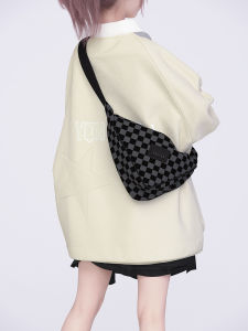 YONAIGA+ Original Korean Style Ins Small Batch Design Chessboard Canvas Single Shoulder Slant Crossbody Bag for Men And Women