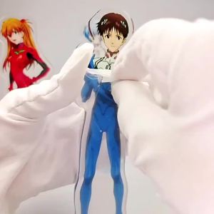 Bandai | EVA Evangelion Anime Merchandise Set Acrylic Stand Keychain Badge Double Sided Flashing Pin Keyring Accessories Collection Gift