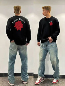 Áo Thun Dài Tay Cotton Phong Cách Mỹ Thường Ngày Dành Cho Nam Mùa Thu in Họa Tiết Hoa Cỡ Lớn Mặc Trong