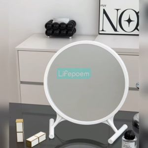 Makeup Mirror Vanity Mirror Three Color Light Mirror Desktop Face Mirror Cermin Solek Bulat Dressing Table Mirror Cermin Bilik Cermin Muka