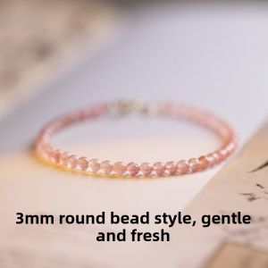 Original Womens Pink Crystal Strawberry Crystal Bracelet Tiny Attract Love Crystal Bracelet Lucky Charm Bead Gifts