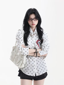 zuocisankon | Slender Fit Polka Dot Stars Long Sleeve Shirt