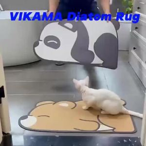 VIKAMA Korean Plaid Text Door Mat Anti-Slip Absorbent Cute Floor Rug For Bathroom Entryway Bedroom Indoor Home Decor