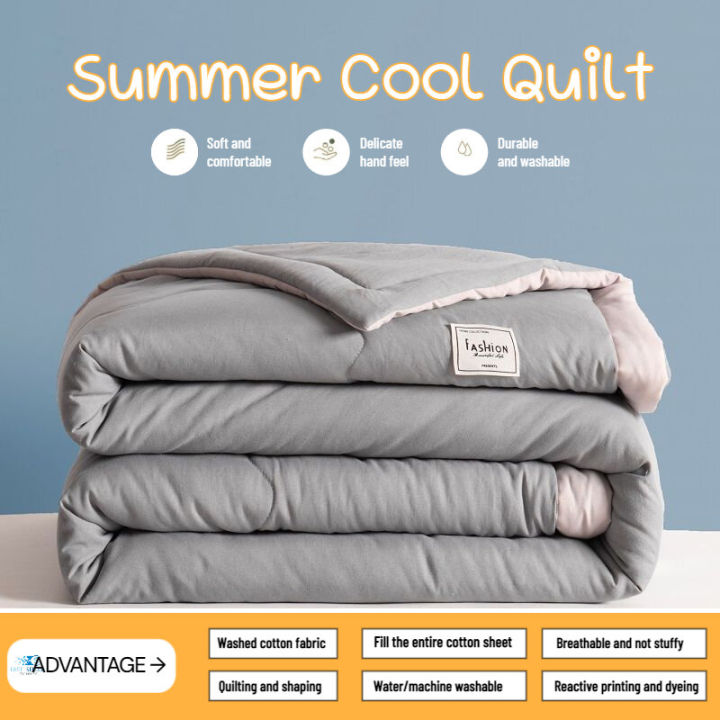 100% Washed Cotton Quilt Chăn Bông Điều Hòa Mềm Mịn Màu Trơn Chăn ...