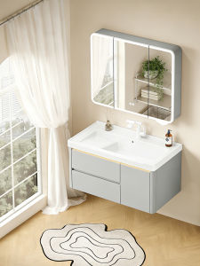 TEM | Space Aluminum Honeycomb Bathroom Cabinet Set Ceramic Integrated Basin