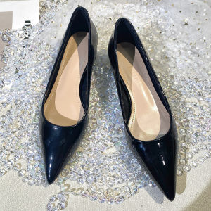 French Patent Leather Nude Pointed Toe Fashion Single Shoes 3cm Low Heel