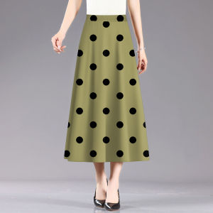 Summer Floral Print A-Line Midi Skirt Womens plus Size Vintage Style Casual High Waist Gauzy Half-length Skirt