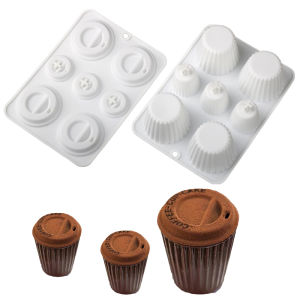 Bộ Khuôn Làm Bánh Bằng Silicon Với Thiết Kế Cốc Cà Phê Sọc Và Trơn Dụng Cụ Làm Bánh Tráng Miệng Sô Cô La Thân Thiện Với Môi Trường Cho Nhà Bếp
