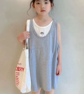 KYII Girls set two-piece Round-neck Sleeveless top children Set kyii0070