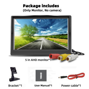 5inch Screen Car Monitor LCD Display 12V 24V for Vehicle CVBS Backup Reverse Camera CCTV Home Security Surveillance