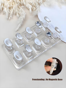 Acrylic Nail Art Holder Transparent Non-Magnetic Practice Stand for False Nail Tips Double-Row / Single-Row Manicure Tool Base