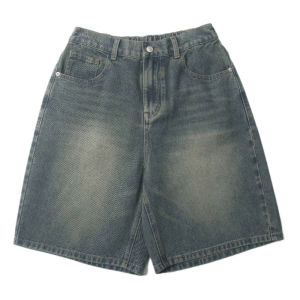 กางเกงขาสั้นยีนส์ทรงตรงหลวมๆ สไตล์อเมริกันย้อนยุคสำหรับผู้ชาย กางเกงขายาวทรงตรง CleanFit 5 นิ้ว ทรงหลวมๆ สำหรับฤดูร้อน