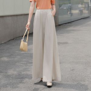 High Waist Wide Leg Cotton Linen Loose Womens Pants Versatile Casual Trousers for Spring Summer plus Size Slimming Long Skirt