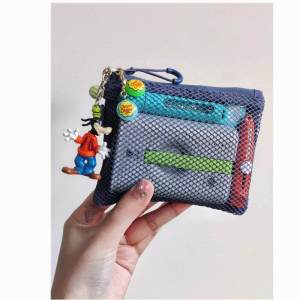 Large Capacity Double Layer Zipper Cute Coin Purse & Portable Earphone Bag Grid Red Envelope Storage Bag for Women