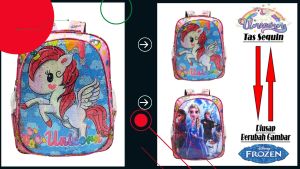 MOONDE TAS RANSEL SEQUIN / USAP 2 GAMBAR BERUBAH KARAKTER KARTUN UNICORN - FROZEN ELSA LUCU ANAK PEREMPUAN SEKOLAH TK/SD TERBARU !!!