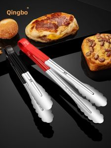 Thickened 304 Stainless Steel Food Tongs Korean Style BBQ Meat Self-Service Restaurant Steak Clamp Home Use Fried Bread Clamp