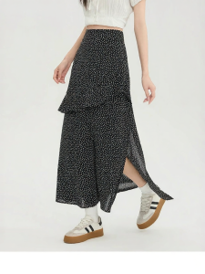 SANFU | Elegant Slanted Seam Ruffled Hem Elastic Waist Half Skirt