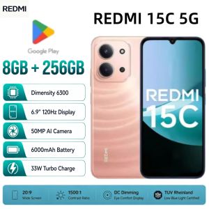 Redmi | 2026 new Redmi 15C 5G Smartphone Dimensity 6300 8GB+256GB 50MP AI Camera 6000mAh Battery 33W Fast Charge IP64 Protection