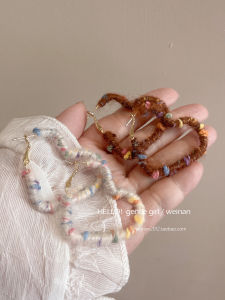 ต่างหูตกแต่งเสื้อสเวตเตอร์ทรงหัวใจขนแกะฤดูใบไม้ร่วง/ฤดูหนาวสำหรับสาวๆ ต่างหูแบบอเนกประสงค์ ต่างหูแบบห้อย เครื่องประดับแฟชั่น