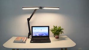 Vimite Desktop Long Arm Led Table Lamp USB Plug Three-Color Adjustable Learning Desk Telescopic Desk Folding Lamp For Students Learning Eye Care