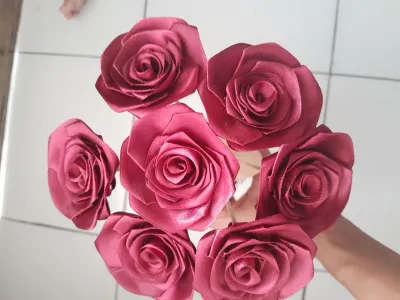 Bunga mawar satin tangkai siap pakai uk.25 cm untuk buket hiasan dekorasi dan lain lain