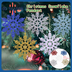 12pcs 10cm Gold Silver Glitter Powder Snowflake Xmas Ornaments Pendant Christmas Tree Party Decor