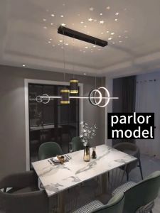 Chandelier LED Modern Simple Tri-color Pendant Light Starry Sky  Adjustable Ceiling Light for Balcony Corridor Dining Room Living Decorative Lighting