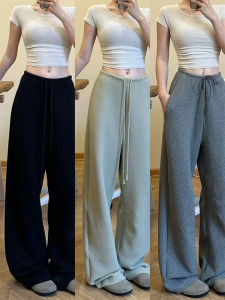 Khaki Womens Banana Pants High Waist Wide Leg Trousers Autumn 2025 New Style Slim Fit Casual Pants Arc Shape Knife Edge