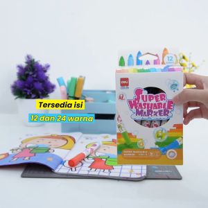 Deli Washable Marker / Spidol Warna Anak 12 24 Warna Mudah dicuci Tersertifikasi Aman EC155