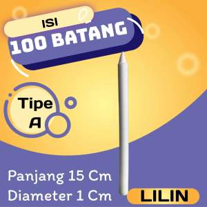 Lilin putih Pack Isi 100 Tipe 01 P 16 Cm D 1 Cm Candle-Lampu-Grosir-Lampu-Murah (T 01-100 Batang)