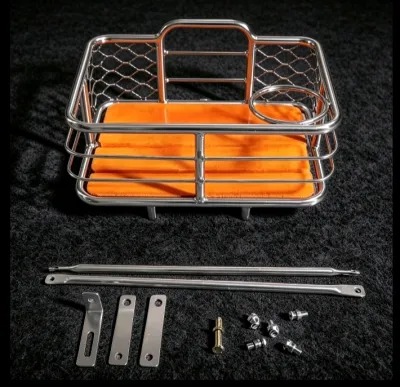 Keranjang sepeda coting silver MTB fixi Minivelo Sepeda Lipat kranjang alas kayu kranjang klasik kranjang depan no 3 silver