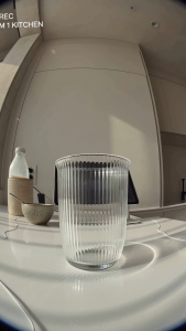 Aesthetic glass cup Fluted ribbed Drinking Glass Mug for Ice Coffee Matcha Cocktails tea