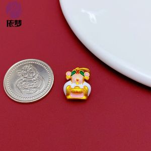 สร้อยคอจี้หยดน้ำเงินทอง DIY สีชมพูยิ้มสุดเก๋ จี้เงินทองรูปพระพ่อค้าขายดีที่สุดสำหรับฤดูร้อนปี 2024