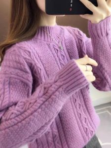 Loose Knitted Sweater Womens Pullover Half High Collar Casual Style Inner Wear Autumn Winter New Arrival Comfortable Top