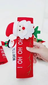 O-KAY Refrigerator Door Handle Cover Christmas Decor Santa Claus Snowman Elk