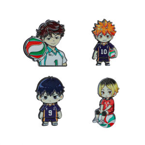 Bandai | 4pcs Cute Volleyball Enamel Pin Cartoon Anime Brooch For Coat Womens Brooches Fashion Lapel Badges Accessories Gift for Friends