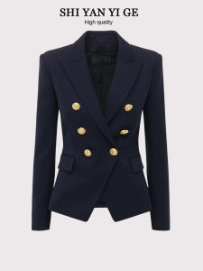 Fashionable Slim Fit Double Breasted Womens Blazer Spring 2025 New Arrival Elegant Short Size Commute Style Long Sleeve