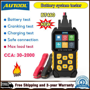 🔥AUTOOL BT460 เครื่องทดสอบโหลดแบตเตอรี่ในรถยนต์อุปกรณ์ทดสอบเครื่องวิเคราะห์แบตเตอรี่รถยนต์รถ12V/24V 30-2000 CCA สำหรับรถบรรทุกทนทานจักรยานยนต์เอทีวี SUV เรือยอชท์ใหม่